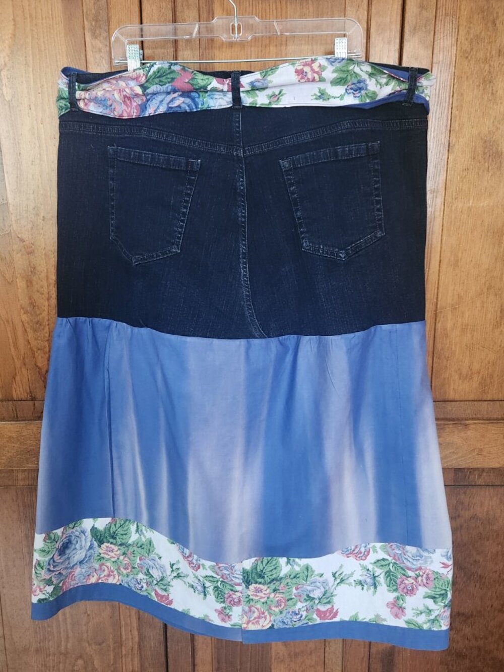 Upcycled Gloria Vanderbilt Denim Skirt & Sash Belt Sz 22W One of a Kind Ombre - Picture 8 of 12